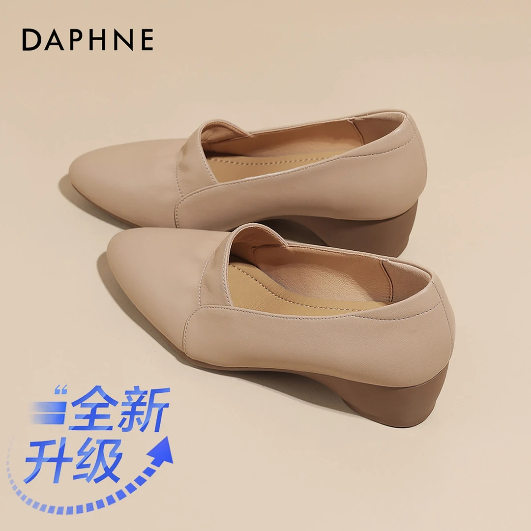 达芙妮时尚高跟鞋女鞋2025夏新款百搭超火粗跟显高小个子增高单鞋