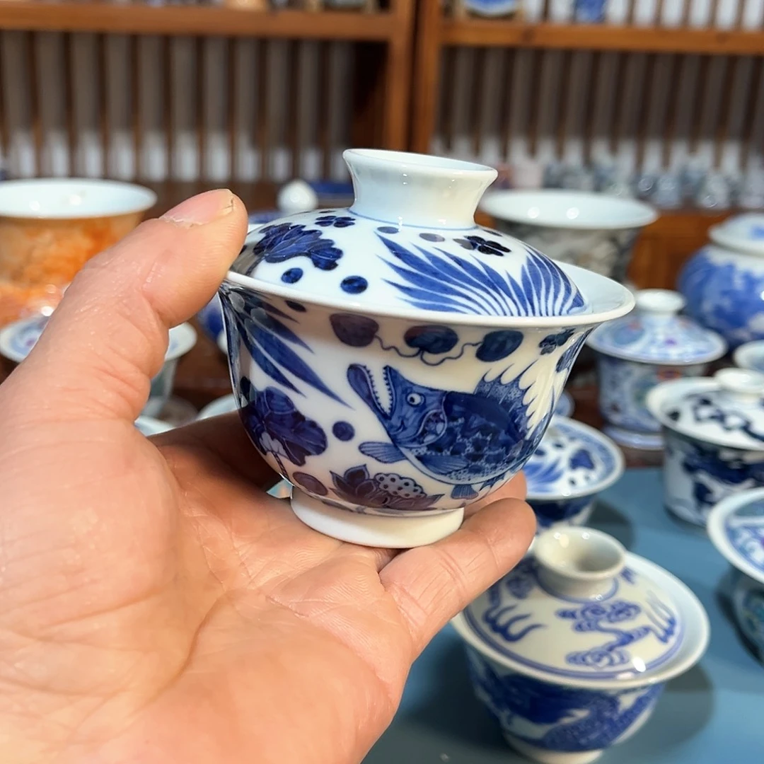 錡镇堂手工手绘盖碗