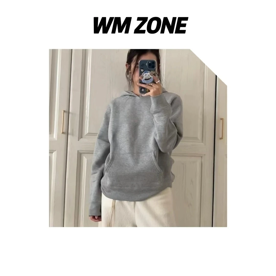 WM  新-3037  撞色刺绣加绒连帽卫衣