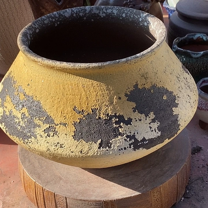 紫砂花盆口19.5深18.5飞蝶