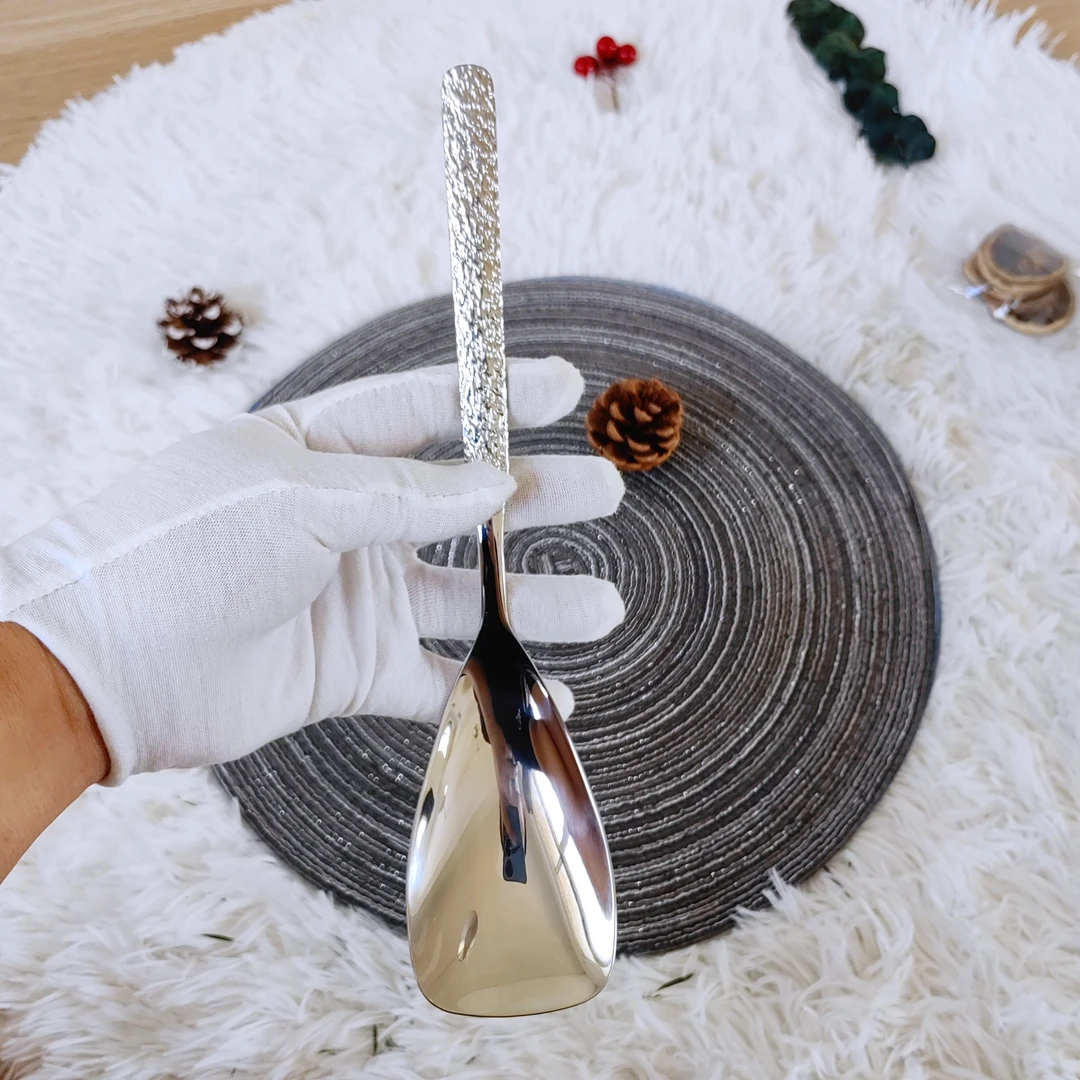 Chwboo 18-10 冰裂纹超大分餐勺一支长度26.5㎝家用创意钢勺