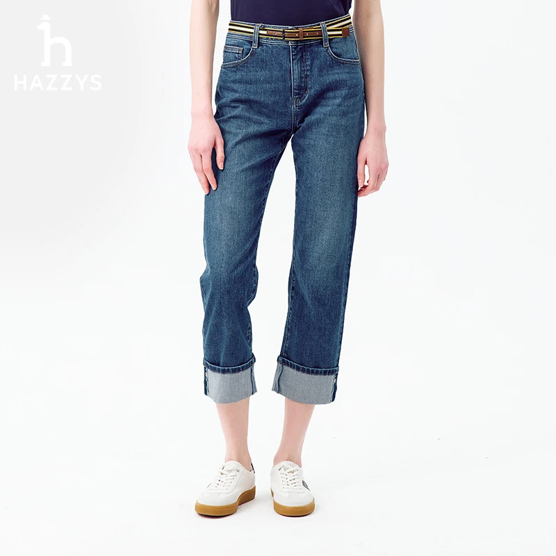 Hazzys哈吉斯女士春夏季百搭牛仔裤裤子休闲裤