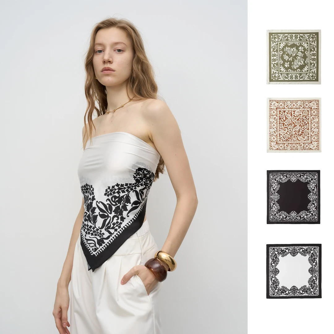 SOLSOL买手店 ODTD 25早春新品设计师品牌艺术印花撞色法式小方巾