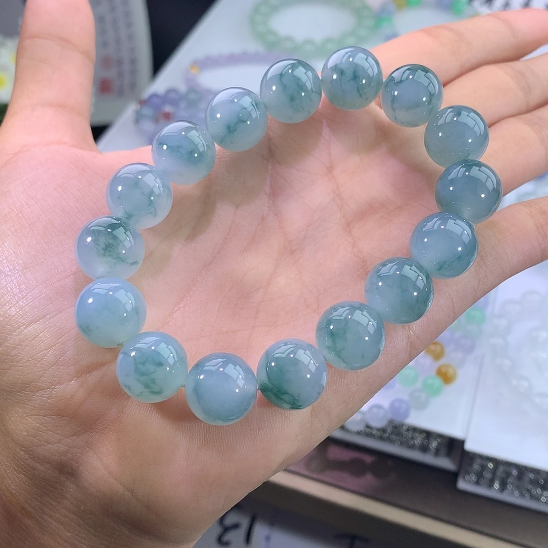 未镶嵌手链翡翠飘蓝花手串卡13