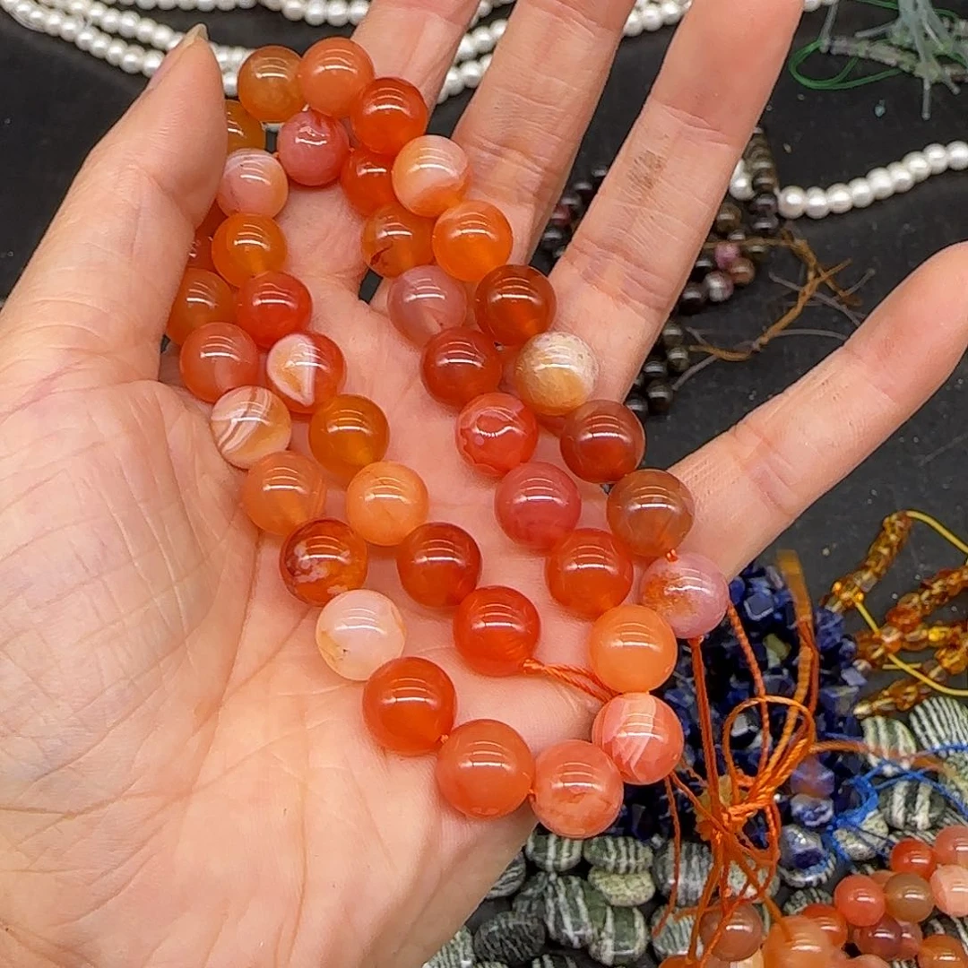 玛瑙/玉髓合金珠宝半成品红波斯湾10mm一条