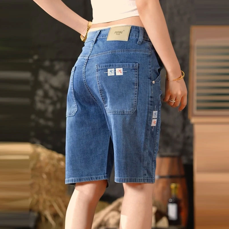 牛仔短裤2025新款男夏季百搭休闲五分裤薄款商务直筒裤子男