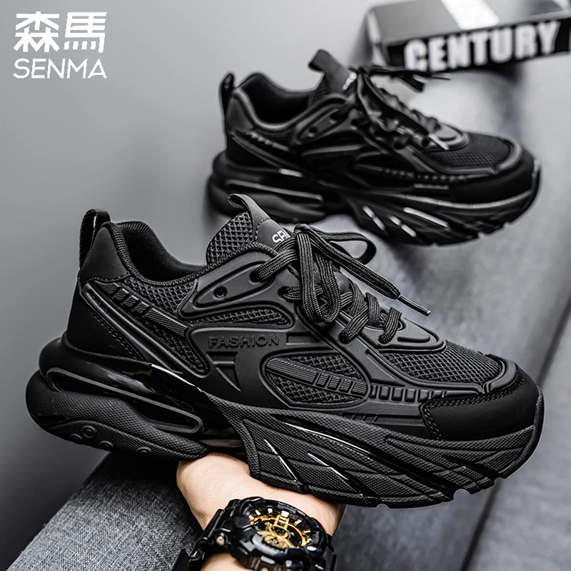森马黑武士男鞋秋季透气网面潮牌运动休闲青少年增高跑步老爹潮鞋