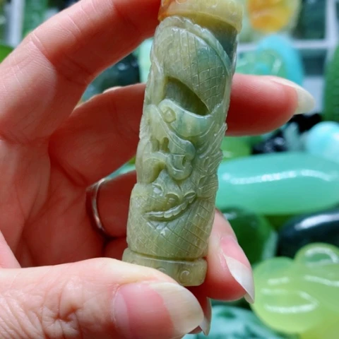 蛇纹石玉未镶嵌手把件