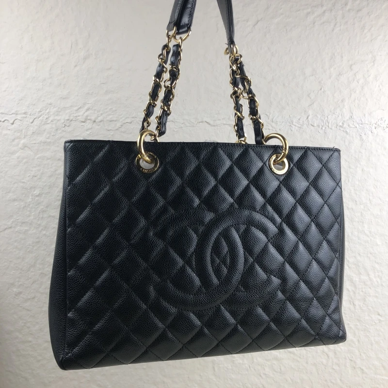 95新 Chanel/香奈儿 黑金荔枝牛GST中号 底长33 19开