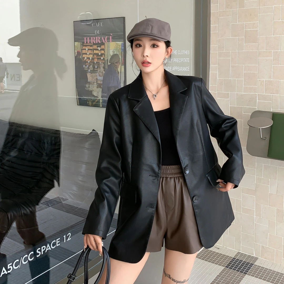 2025年时尚西装皮衣外套女装休闲显瘦百搭