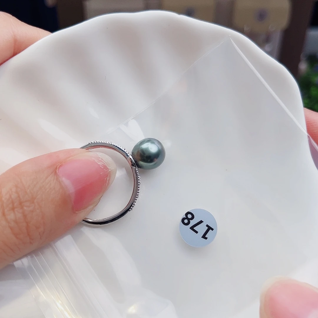 海水珍珠戒圈银S925镶嵌