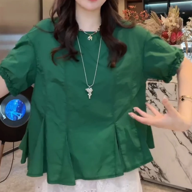 【绿野仙踪】夏季薄款甜美可爱风格衣服短袖绿色女款衬衫LK2503122