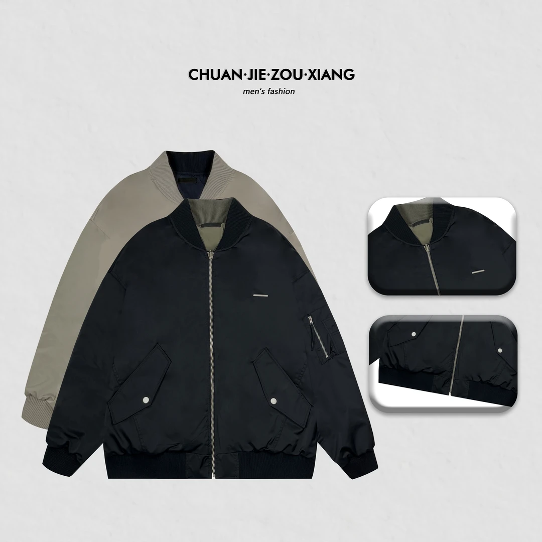《穿街走巷》秋冬棒球领棉服夹克外套两面穿情侣飞行服外套99091