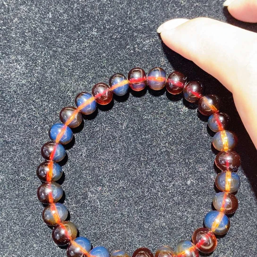 蓝珀未镶嵌珠宝奇石8红蓝平安珠