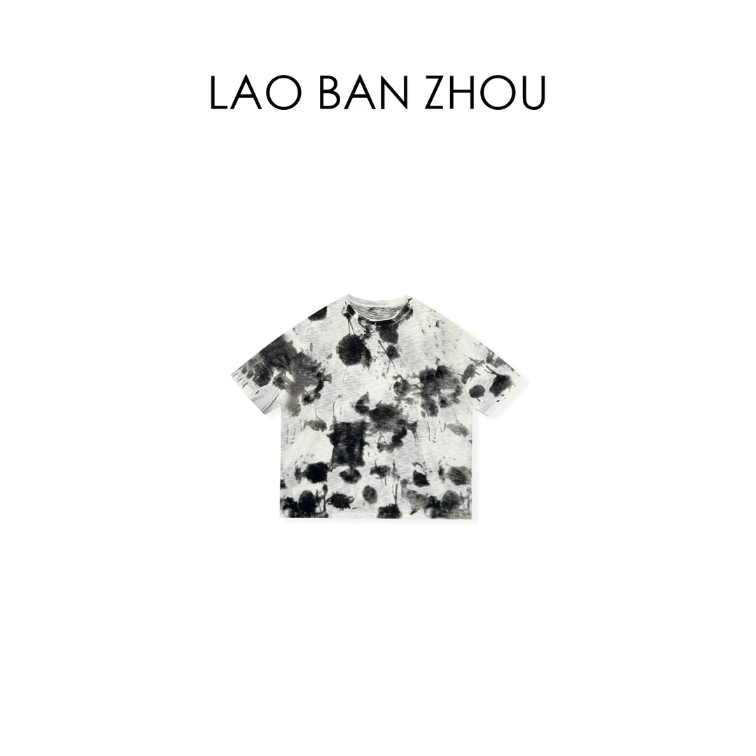 【老板周】设计感 夏季新款艺术感晕染泼墨上衣