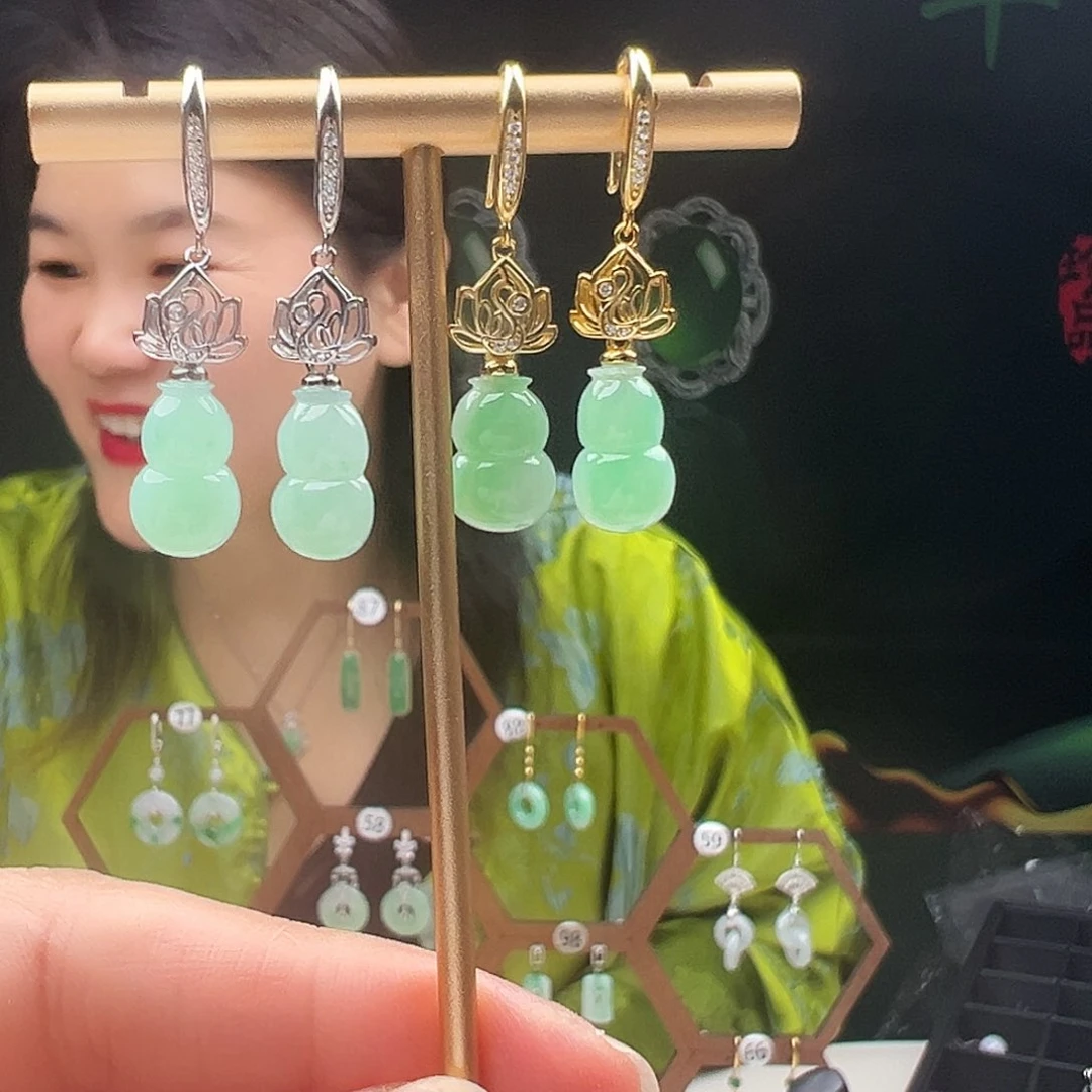 银S925镶嵌翡翠耳饰