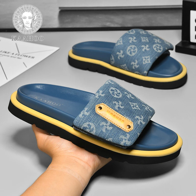 杜莎蕾奴防滑夏季厚底防水耐磨透气一字拖胶粘鞋车缝线平跟