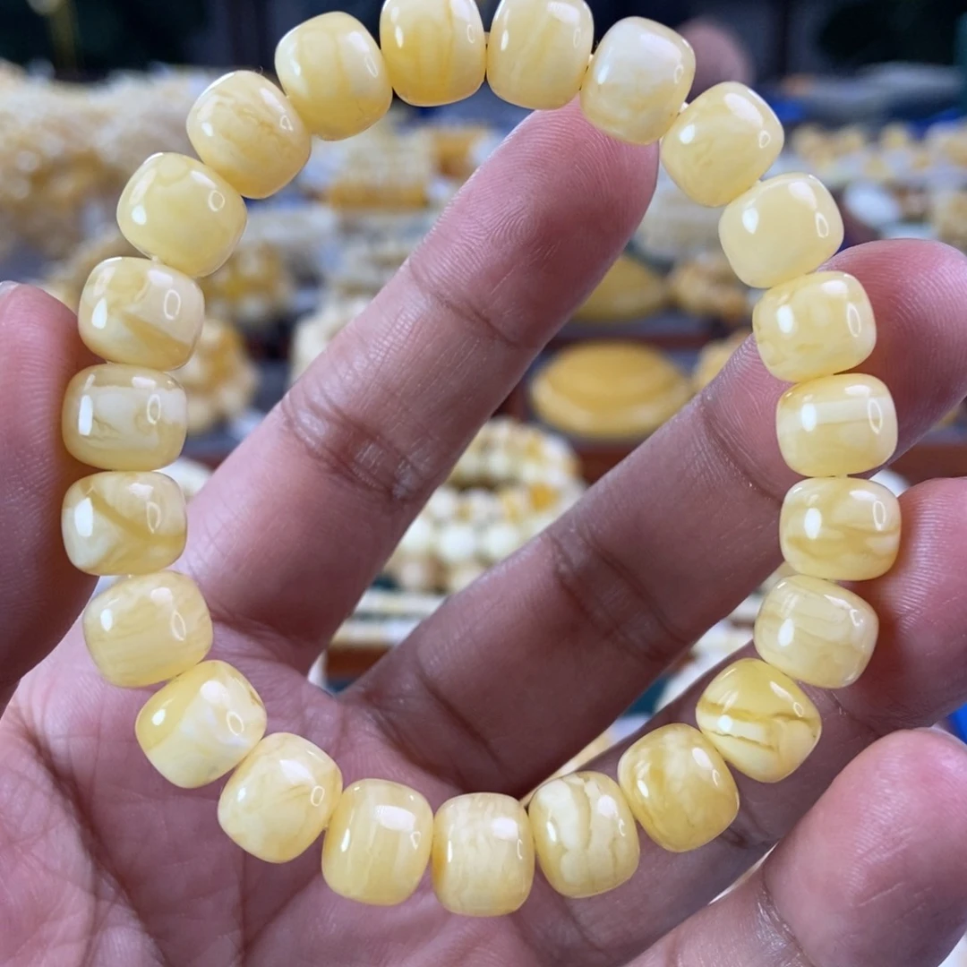 琥珀珠宝奇石未镶嵌9+虎皮纹手串12.6