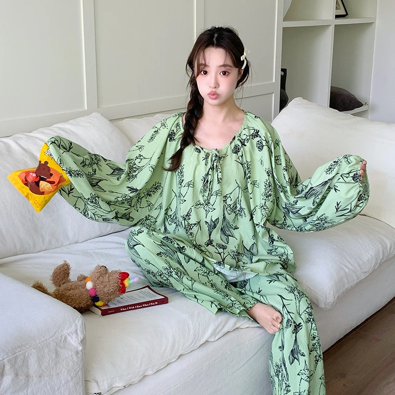 春秋款女士大码睡衣网红爆款2025新款胖妹妹宽松高级感家居服套装