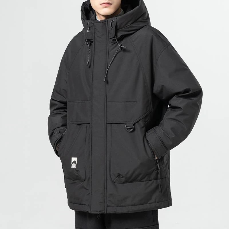 中长款羽绒服男士秋冬季工装2023新款潮流高级感派克服加厚外套男