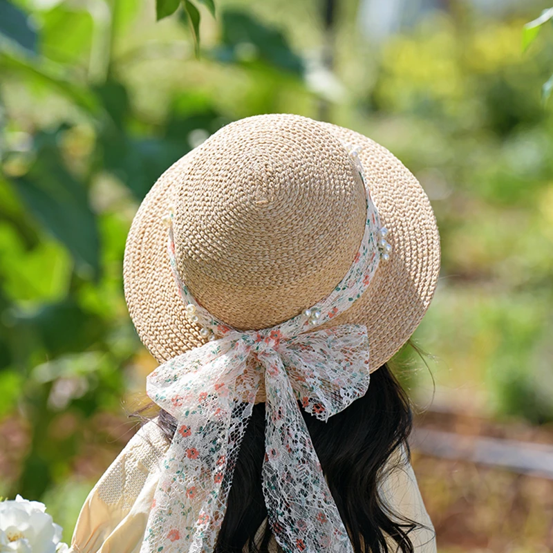 儿童草帽2025夏季新款彩色蝴蝶结洋气沙滩度假海边女宝宝高品质帽