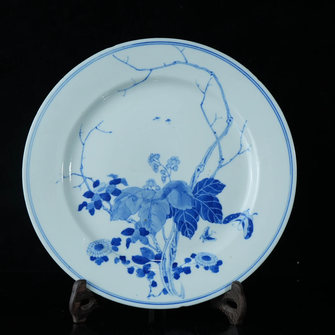 lot15258 5414 民国  青花花卉纹盘 D26.2