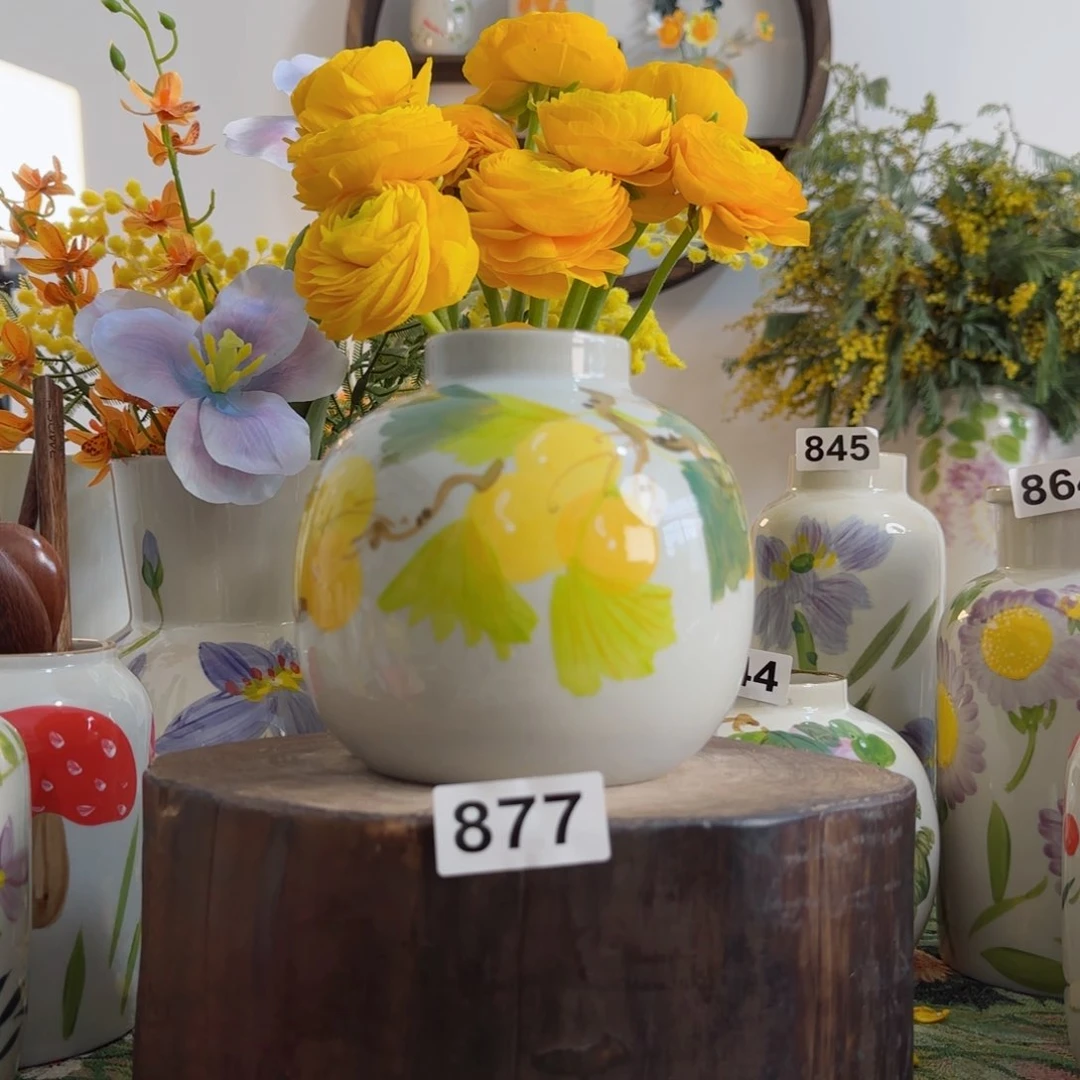 摆件景德镇陶瓷手绘小花瓶摆件无孔