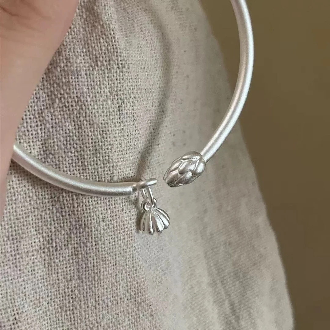 足银手镯 【8号】足银999.9开口两世欢手镯好运连连