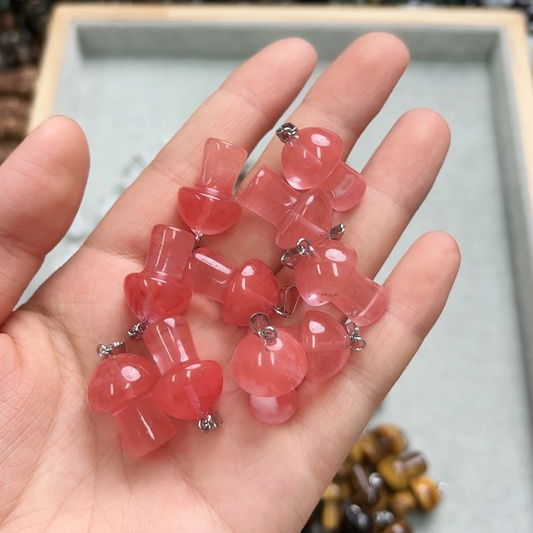 未镶嵌玛瑙/玉髓珠宝半成品西瓜晶蘑菇3颗