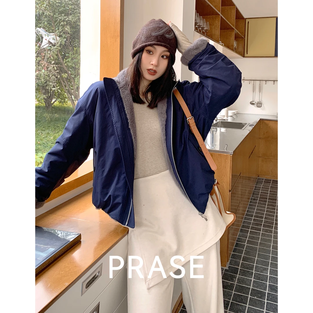 PRASE·噜【飞行日记】微胖显瘦三防拼接时尚百搭保暖外套PR510S90