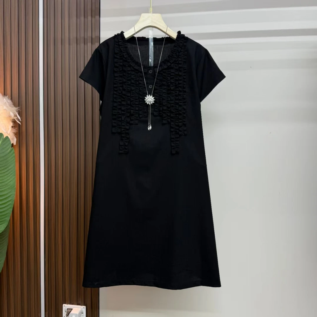 欧洲站新款拼接设计感连衣裙2025夏季时尚显瘦宽松气质裙子女