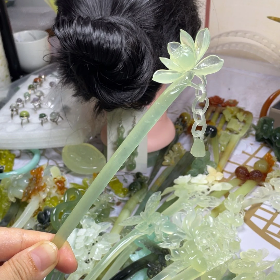 未镶嵌蛇纹石玉发饰海**阔