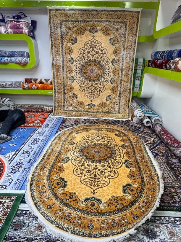 新疆特色民族风驼色天鹅绒地毯厚实轻奢加厚