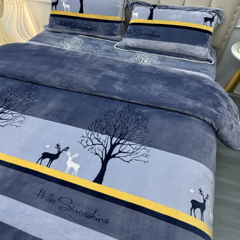 牛奶绒四件套冬季加厚保暖双面珊瑚绒被套法兰绒床单防静电床上用