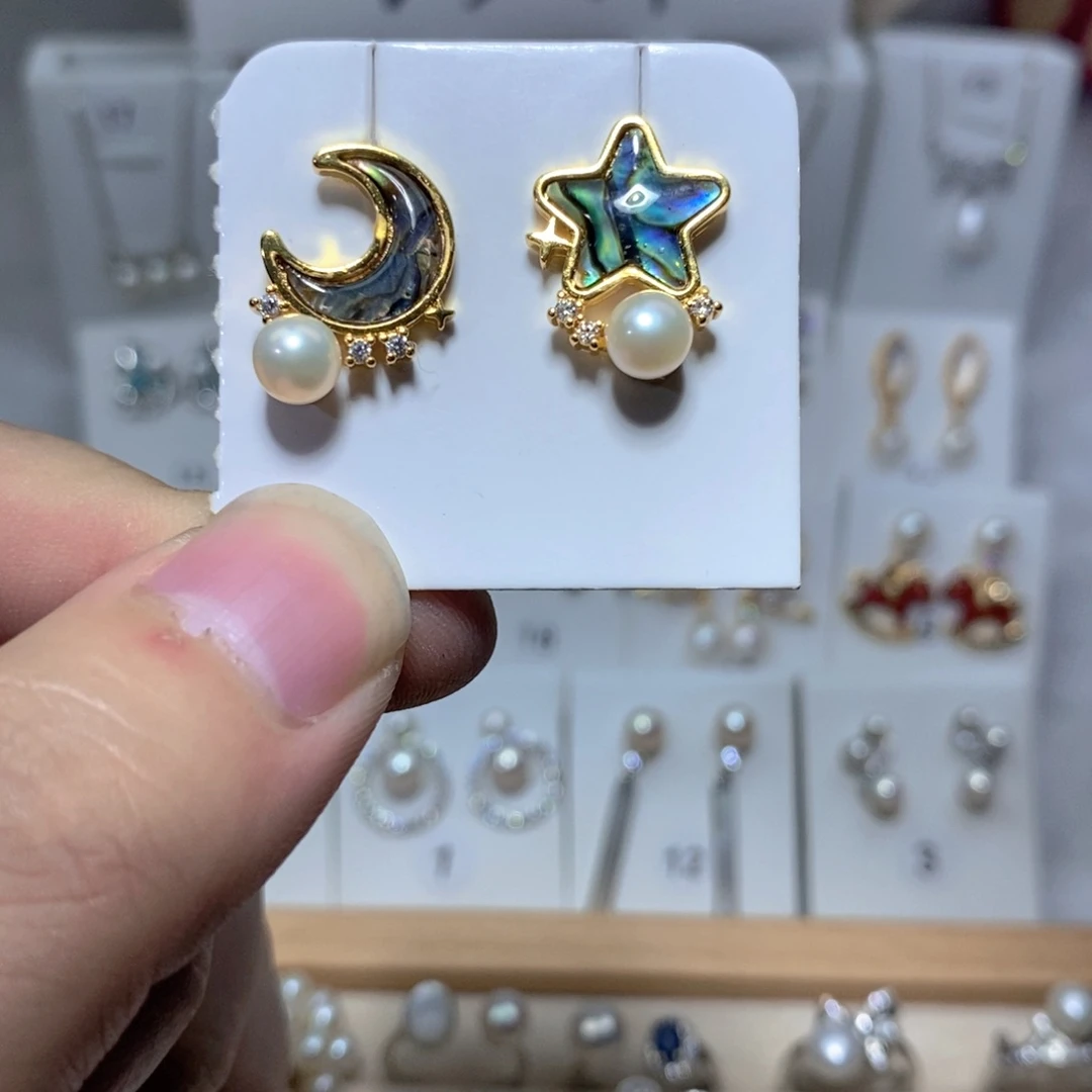 银S925镶嵌耳饰淡水珍珠