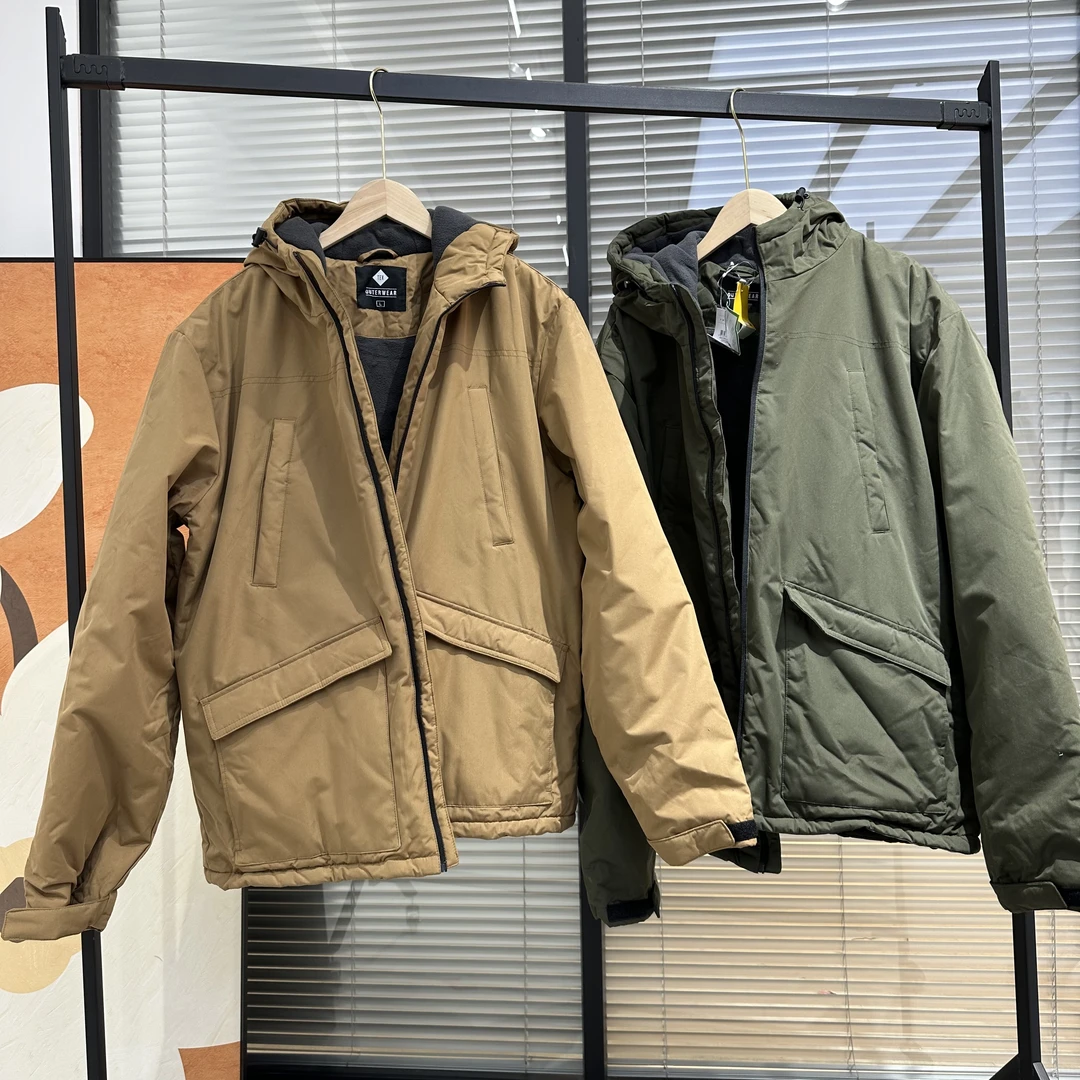 A132外贸加厚连帽工装高货冬款男女棉服四口袋情侣休闲