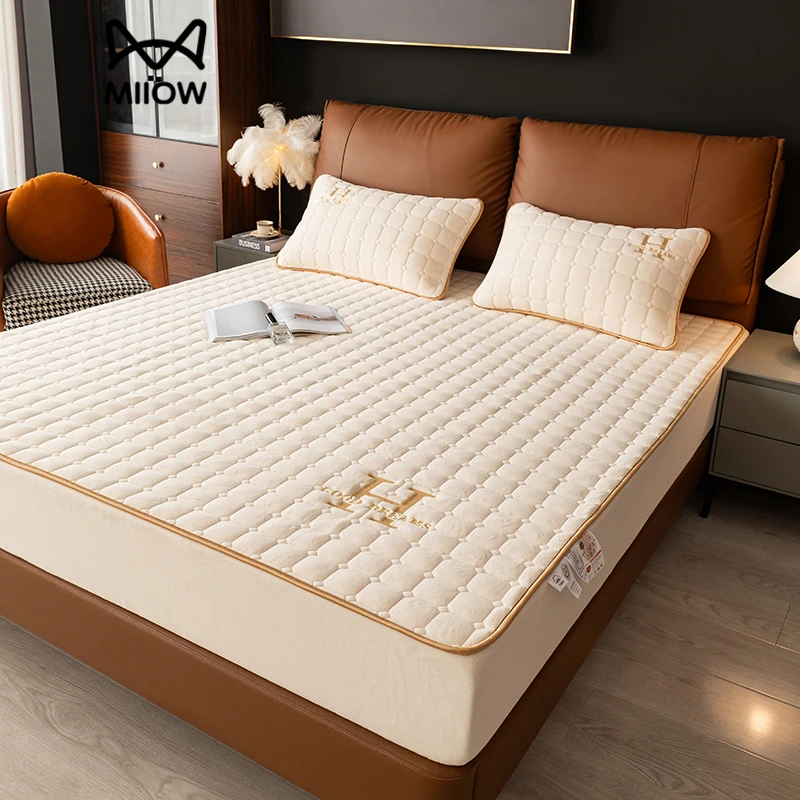 猫人A类牛奶绒床笠单件床罩加绒加厚床单榻榻米床垫保护套床套罩