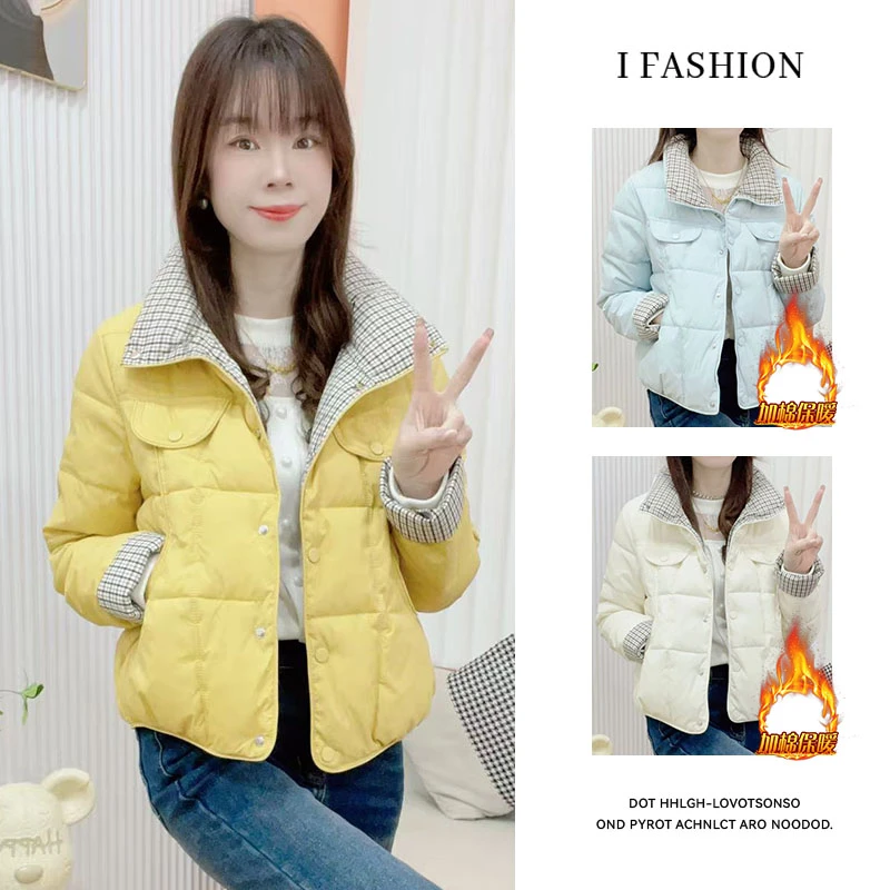 小个子洋气时尚短款棉服女2025年冬季新款显瘦立领单排扣棉衣外套