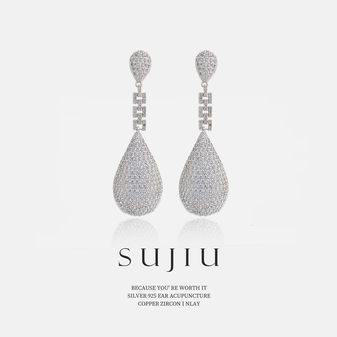 铜合金耳饰 SUJIU 925银针【凝光泪滴】精致时尚耳钉耳环耳坠7455