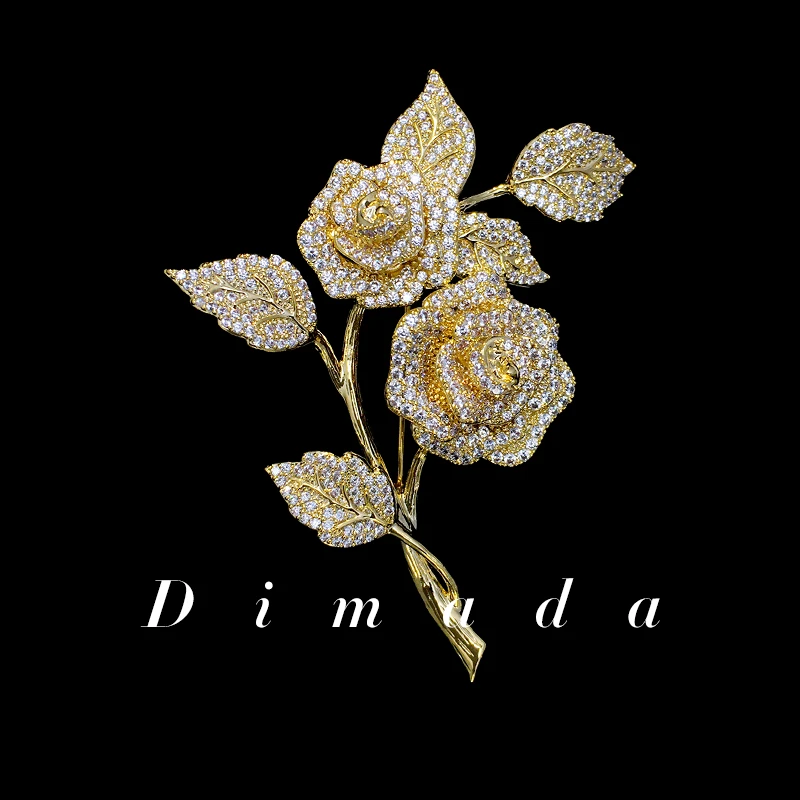 合金合成锆石胸针 d1205玫瑰花束锆石胸针女高档精致时尚配饰