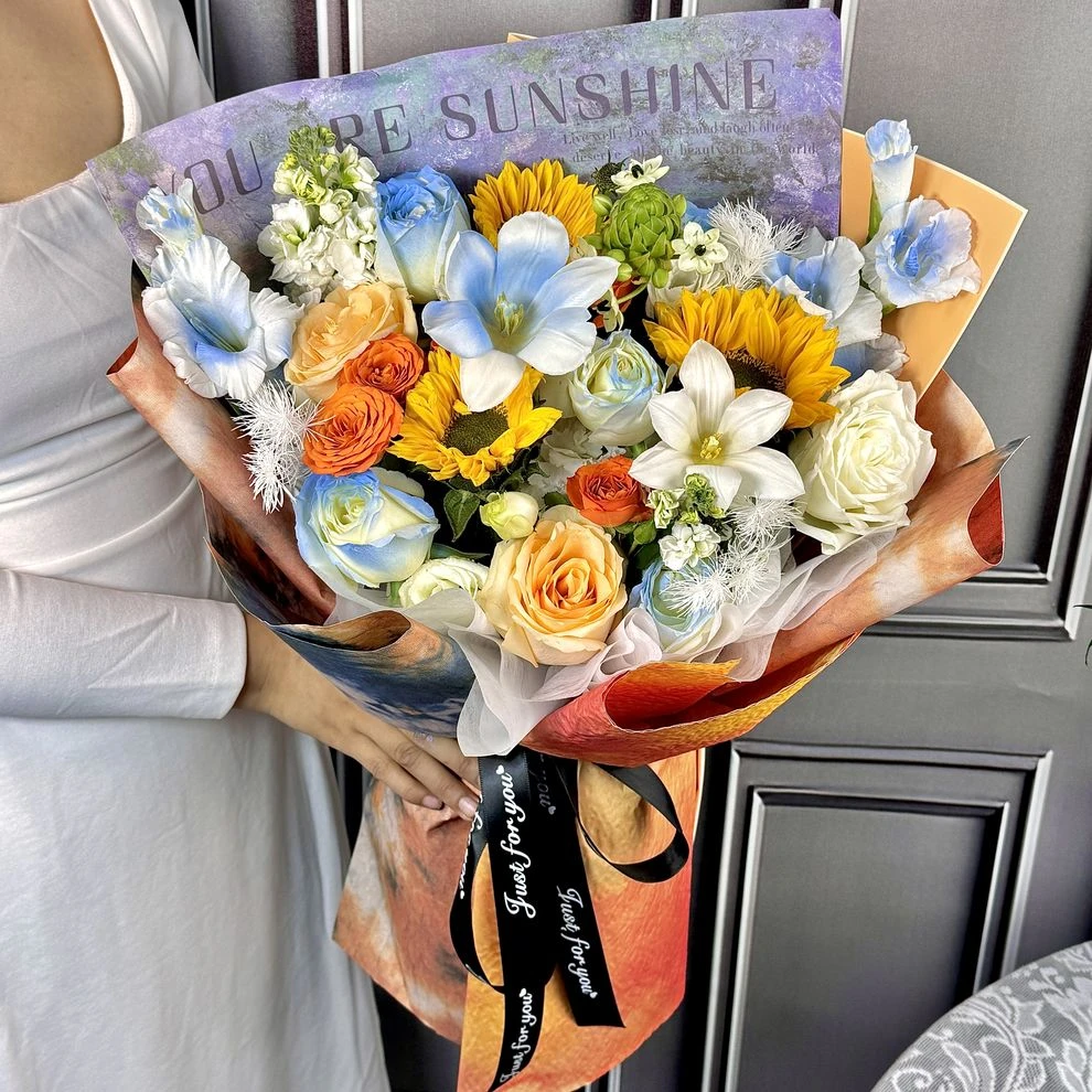 【梵高的油画】向日葵花束郁金香玫瑰花混搭花束生日鲜花配送生日花束油画风约会花束花店送花上门