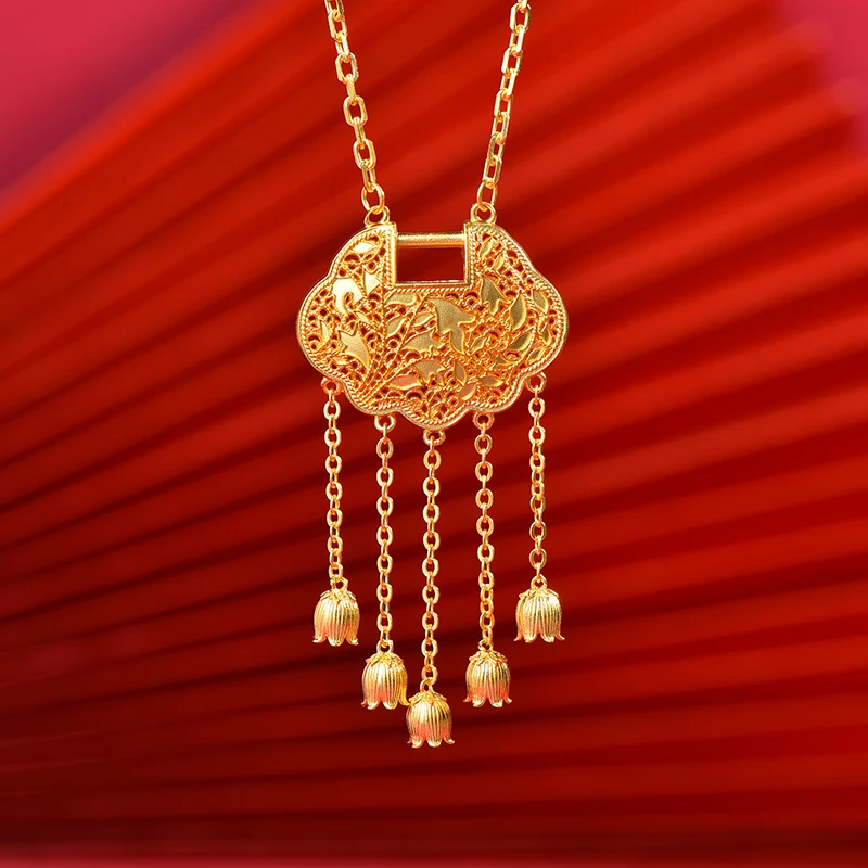 坠链均足银 璎珞锁包吊坠传承工艺时尚不掉色手工情侣