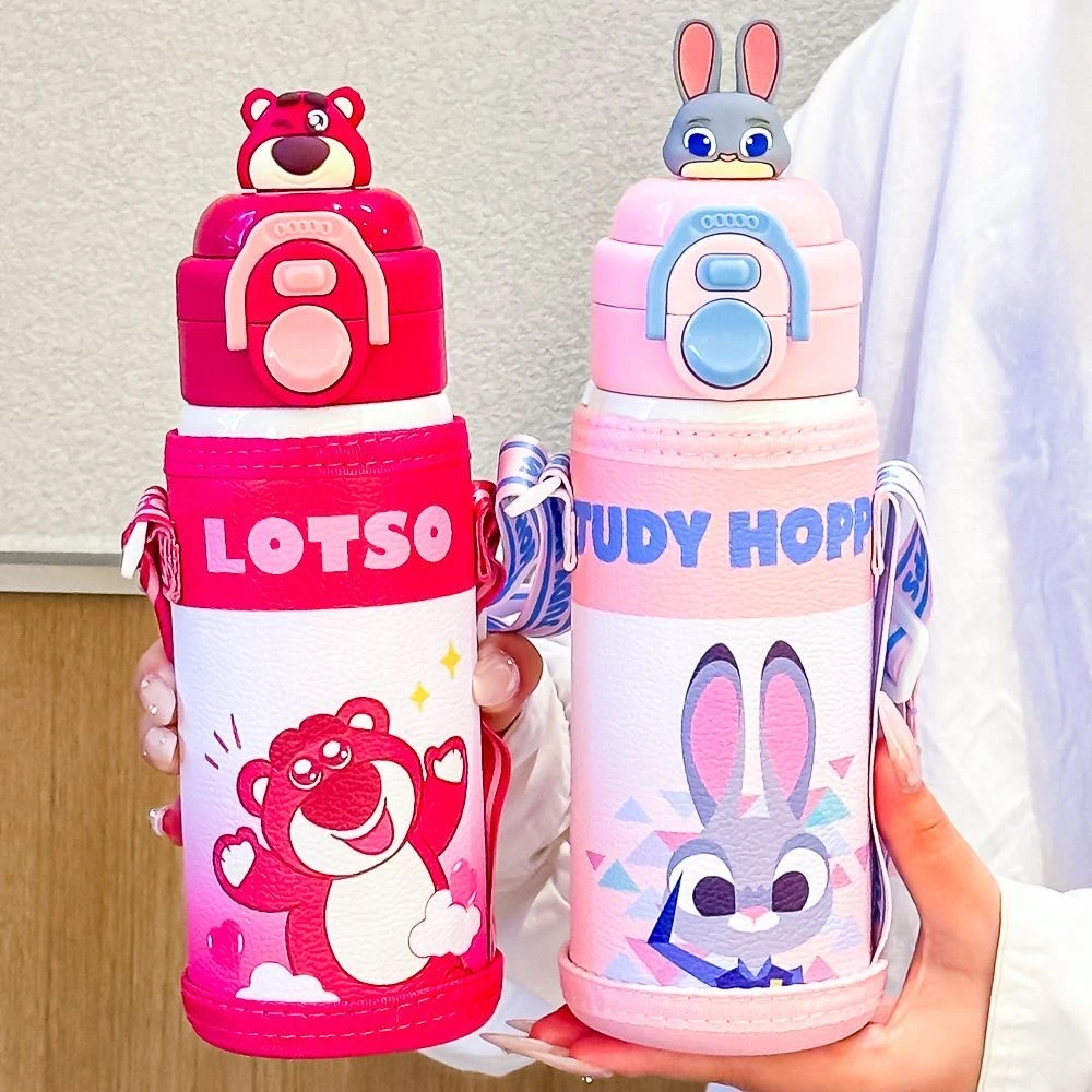 【小慧乱炸】迪士尼双饮保温杯带杯套斜跨不锈钢500ML水杯15578