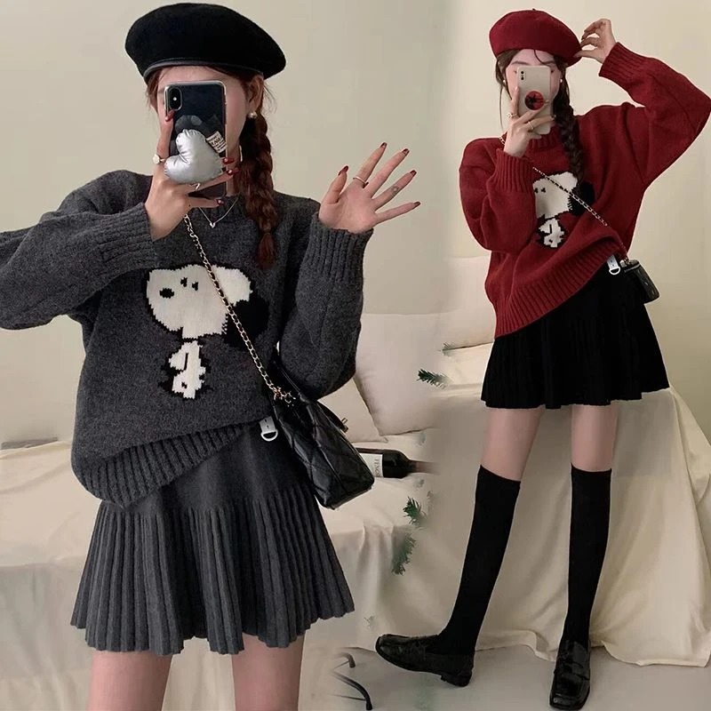 孕妇短裙春秋季新款针织毛线半身裙外穿休闲高腰显瘦百褶A字短裙