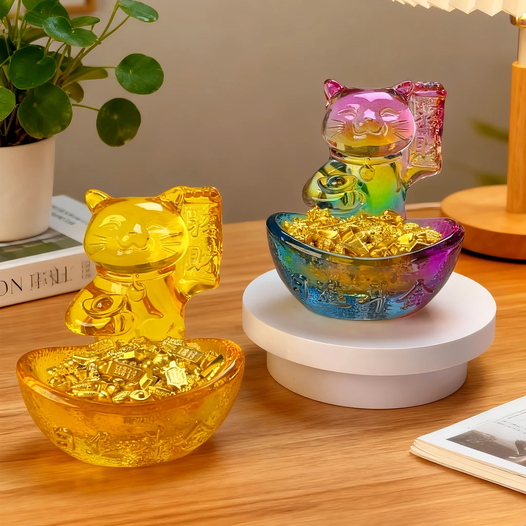 琉璃招财猫日进斗金摆件工艺品创意公司店铺客厅玄关摆件家居饰品