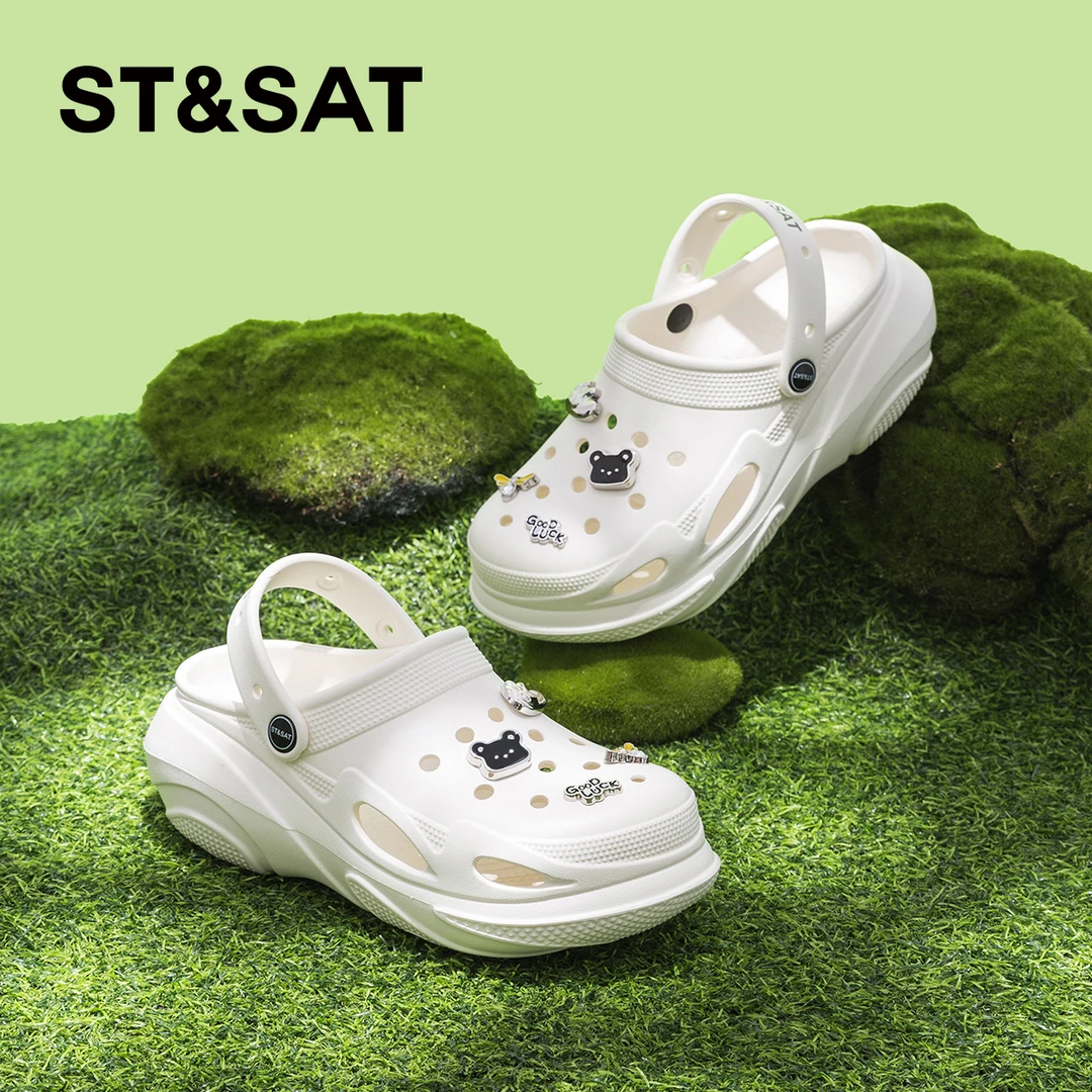 星期六包头洞洞鞋女2025夏季新款凉鞋可爱风透气凉拖舒适沙滩拖鞋