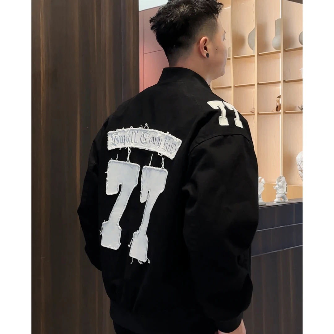 【衣工男800-801】秋款美潮痞帅感77贴布绣棒球夹克 9233