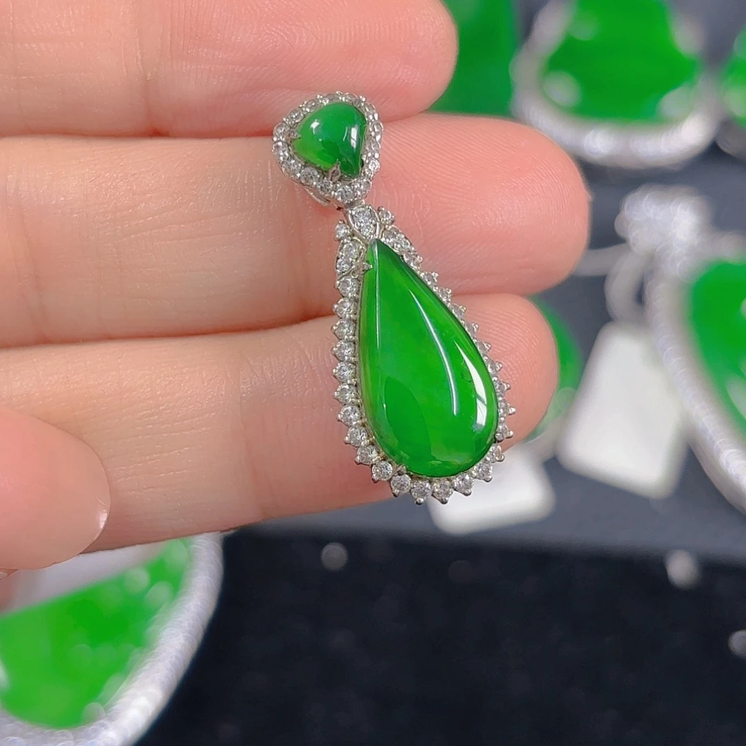 翡翠银S925镶嵌吊坠(不含链)