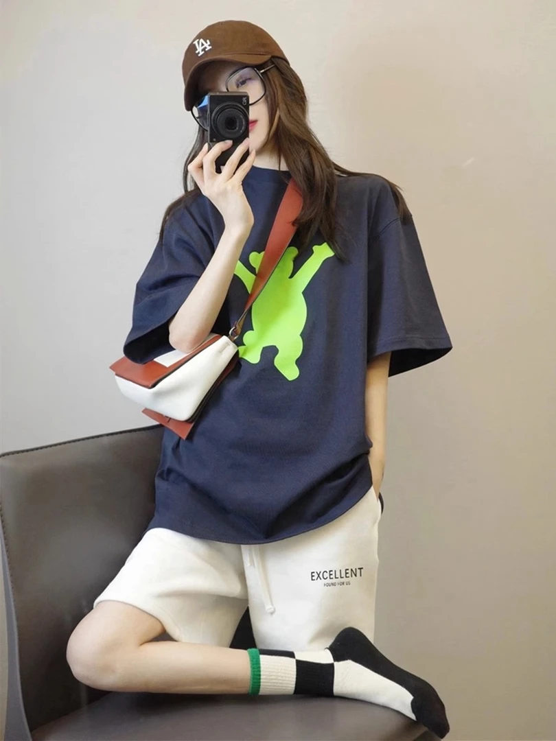 胖mm大码300斤学生韩版夏季宽松显瘦女短袖t恤休闲上衣ins潮牌