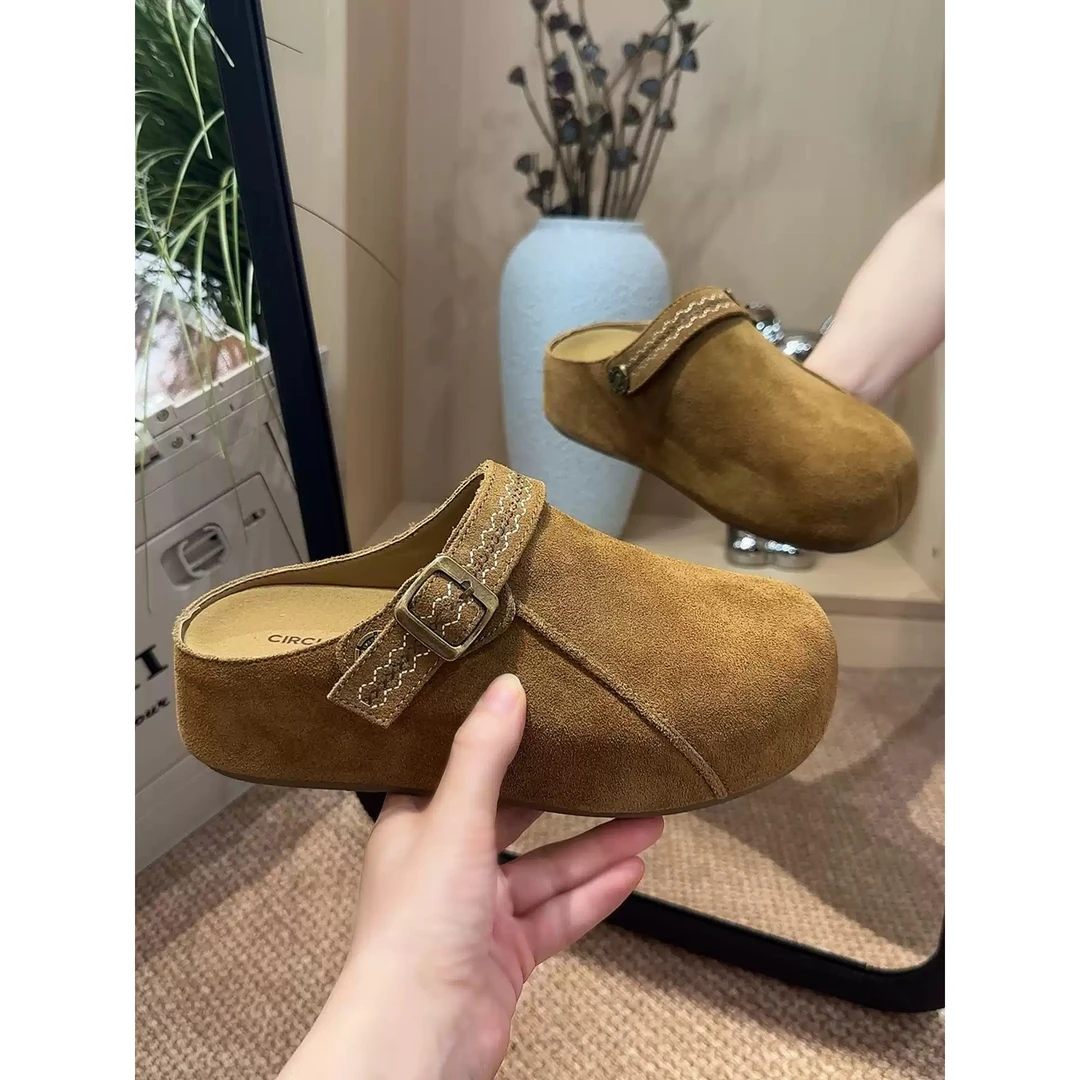 【万达撤柜】拖鞋懒人一脚蹬2025新款厚底包头拖鞋外穿勃肯鞋女鞋